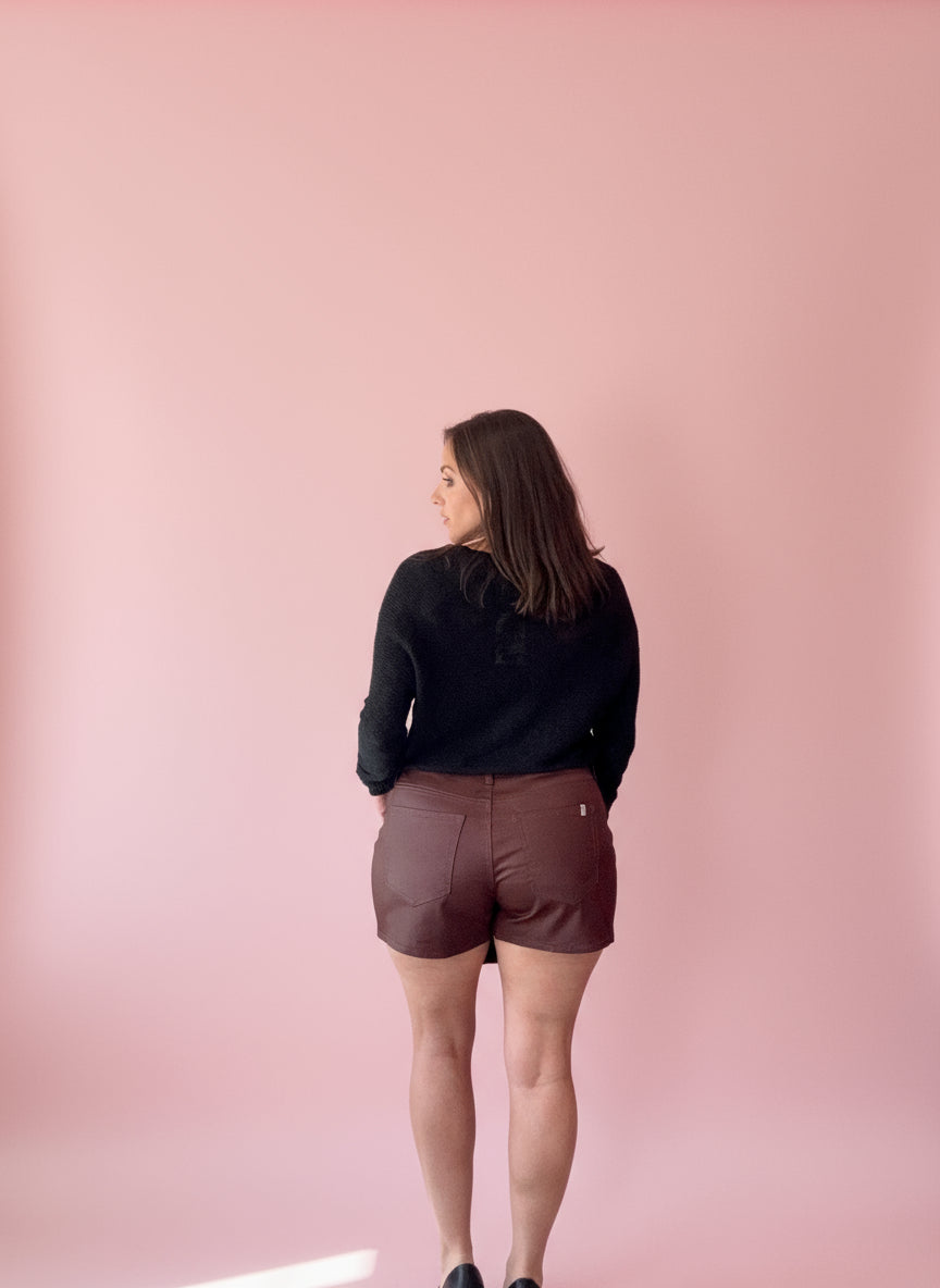 Brown Pleather Skort