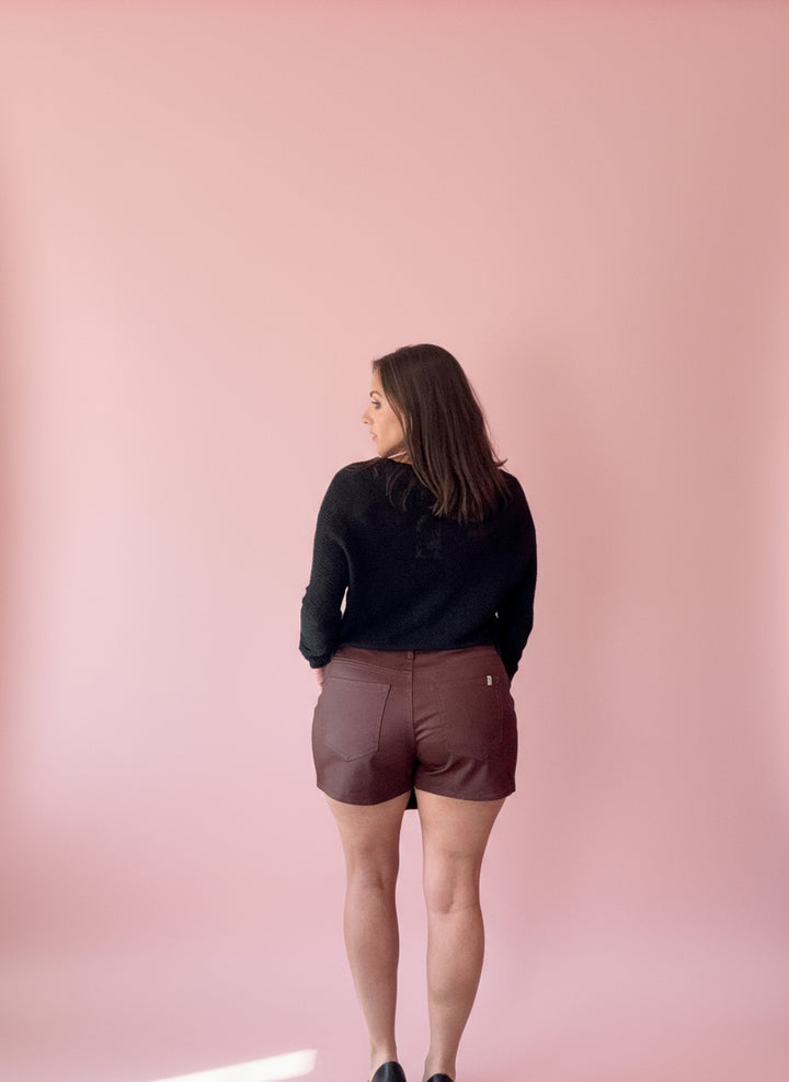 Brown Pleather Skort