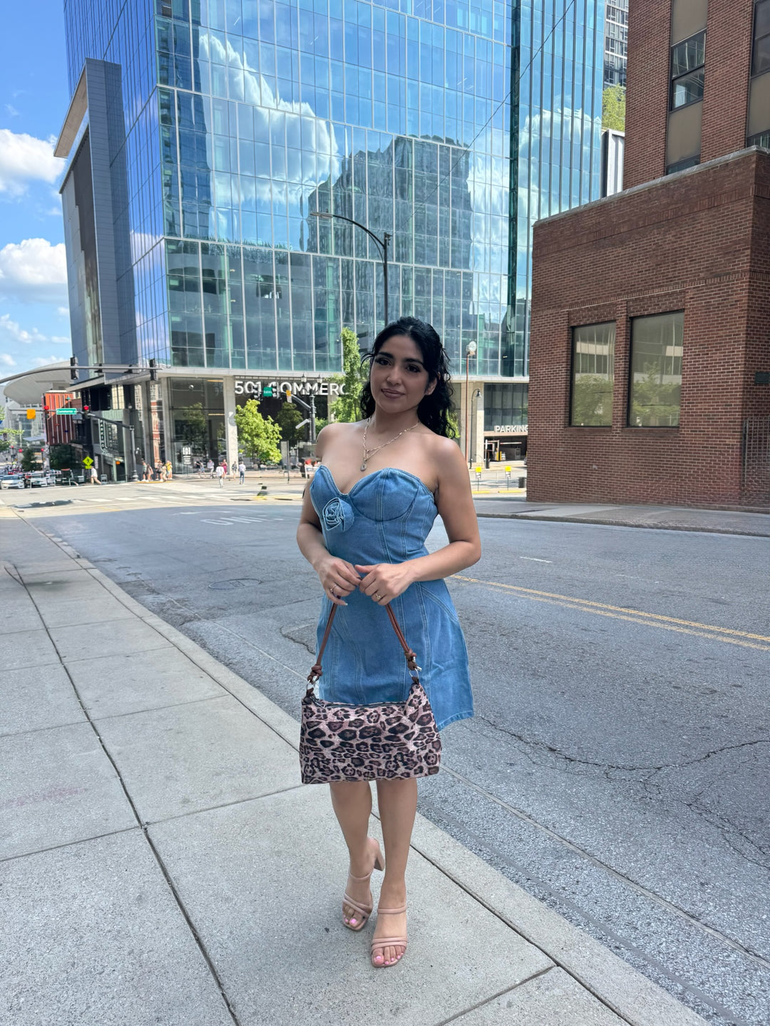 Flower Denim Mini Dress