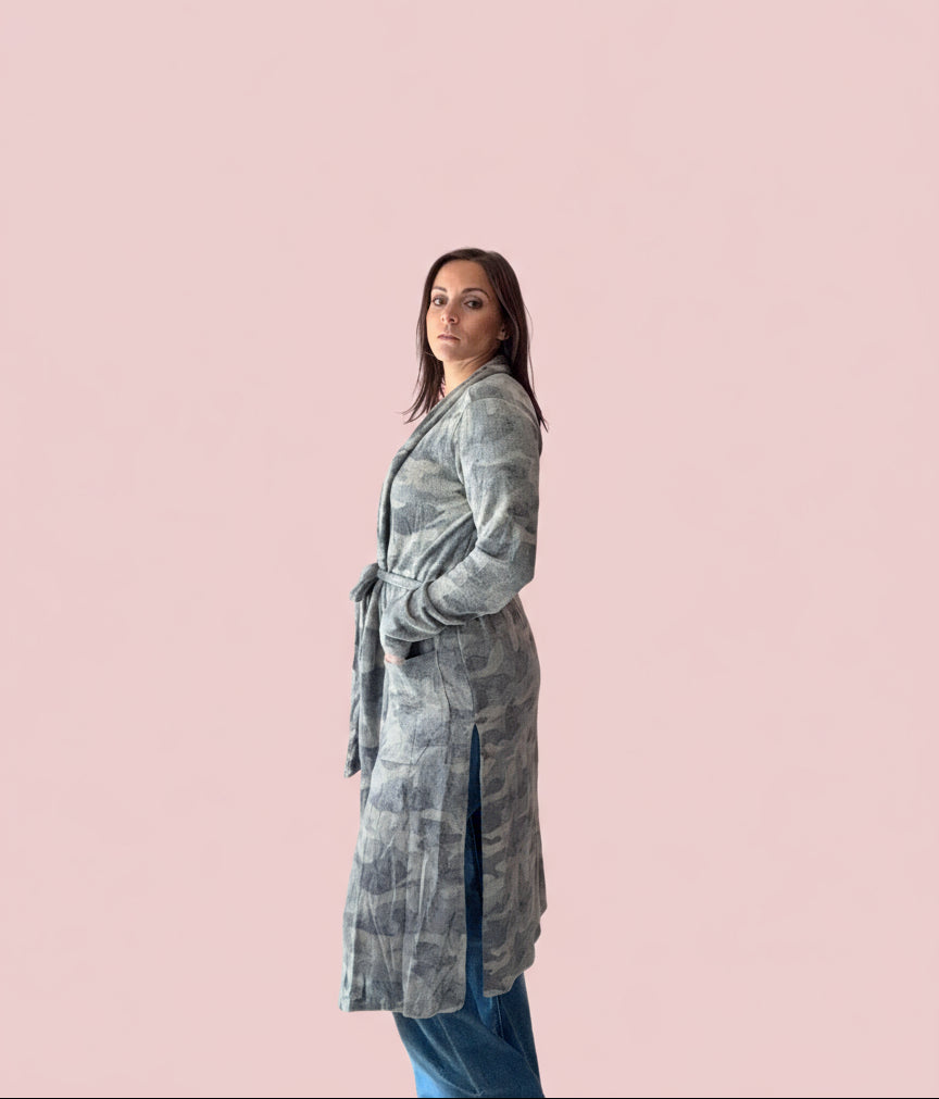 Soft Camo Tie Cardigan