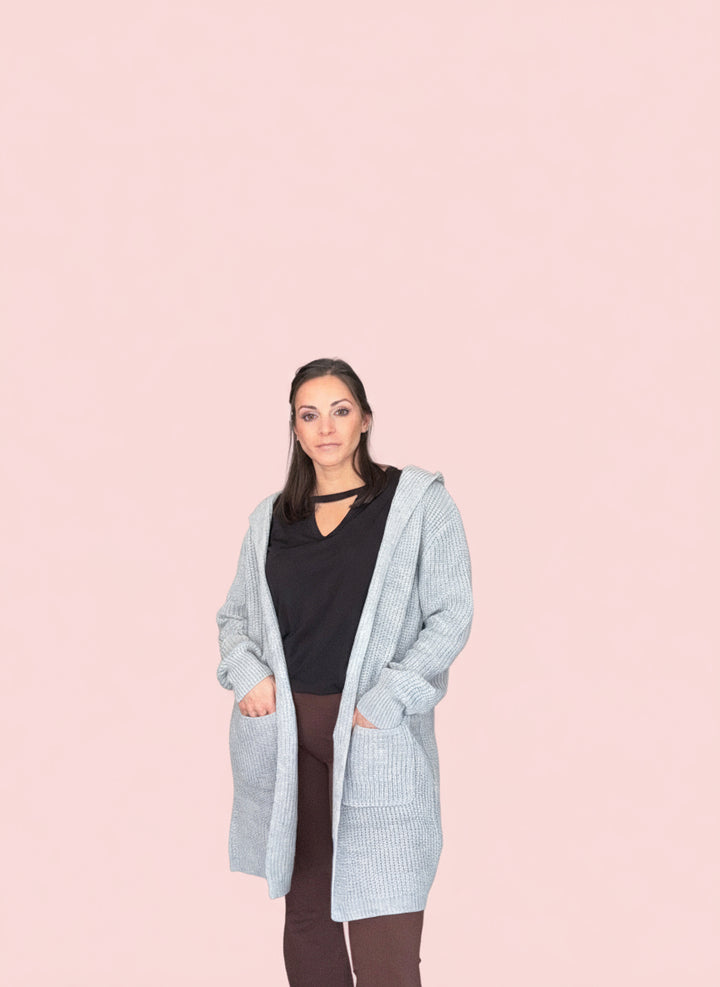 Lace Up Hooded Cardigan