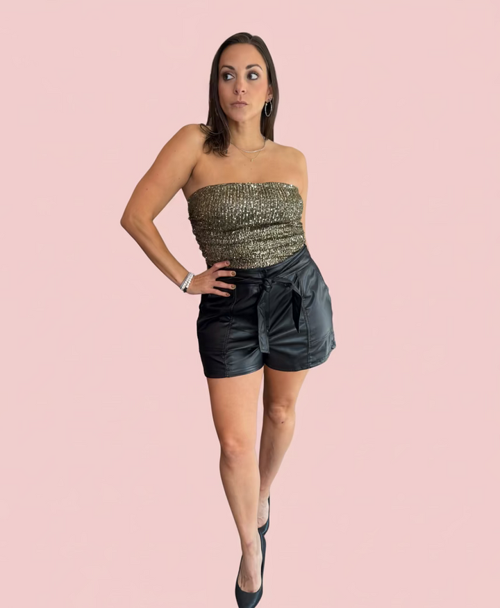 Sequin Tube Top Skirt Set