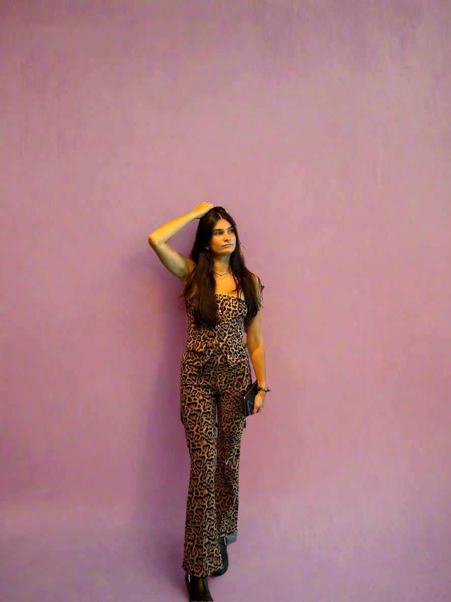 Leopard Pintuck Pants