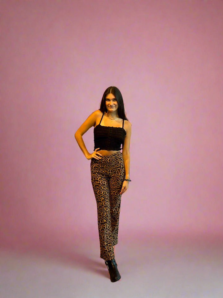 Leopard Pintuck Pants