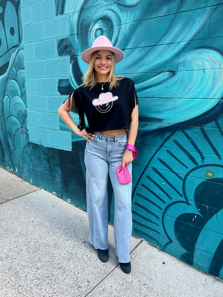 Smiley Cowgirl Crop