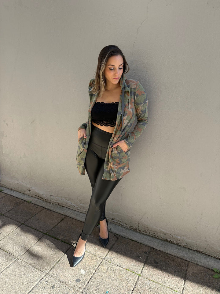 Camo Hooded Cardigan