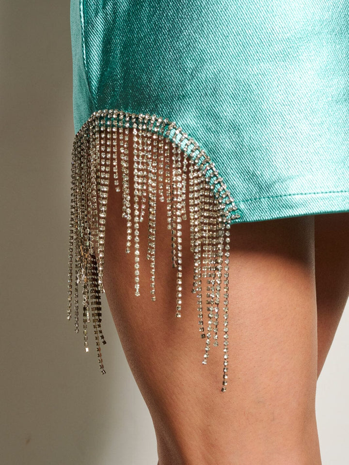 Fringe Metallic Mini Skirt