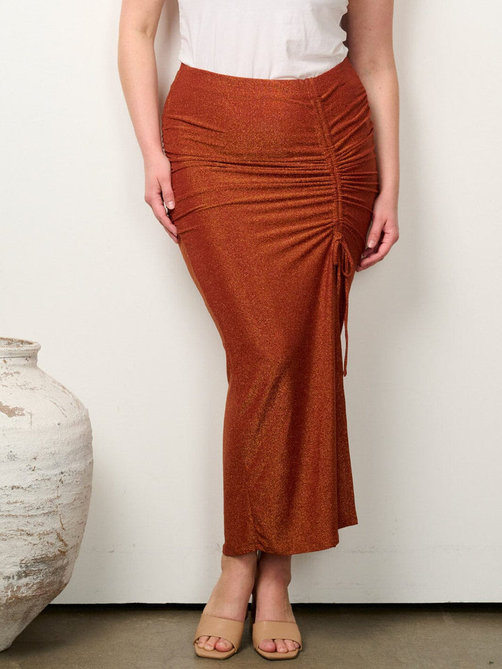 Plus Ruched Shimmer Maxi Skirt