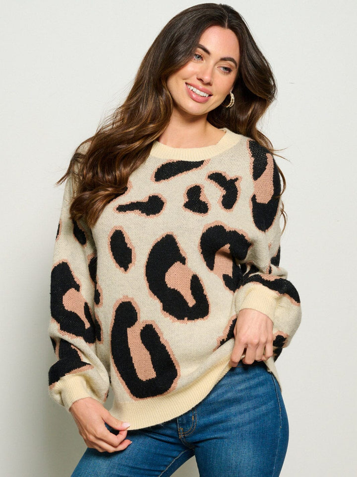 Ivory Animal Print Sweater