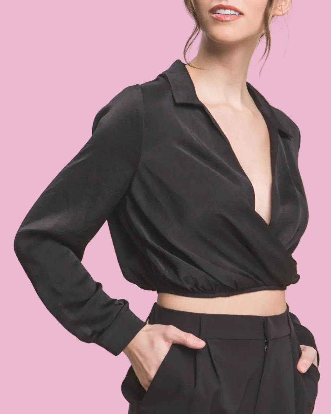Satin Twist Long Sleeve