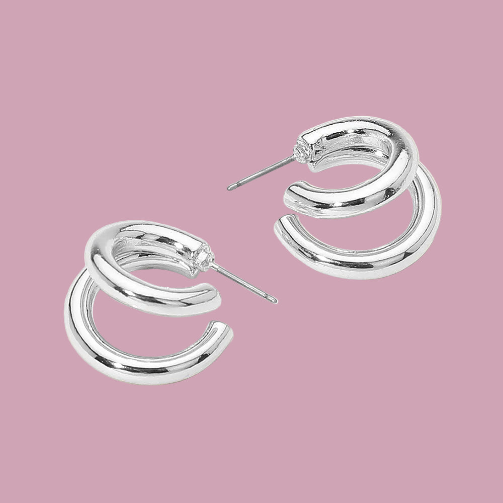Silver Split Hoop Earrings