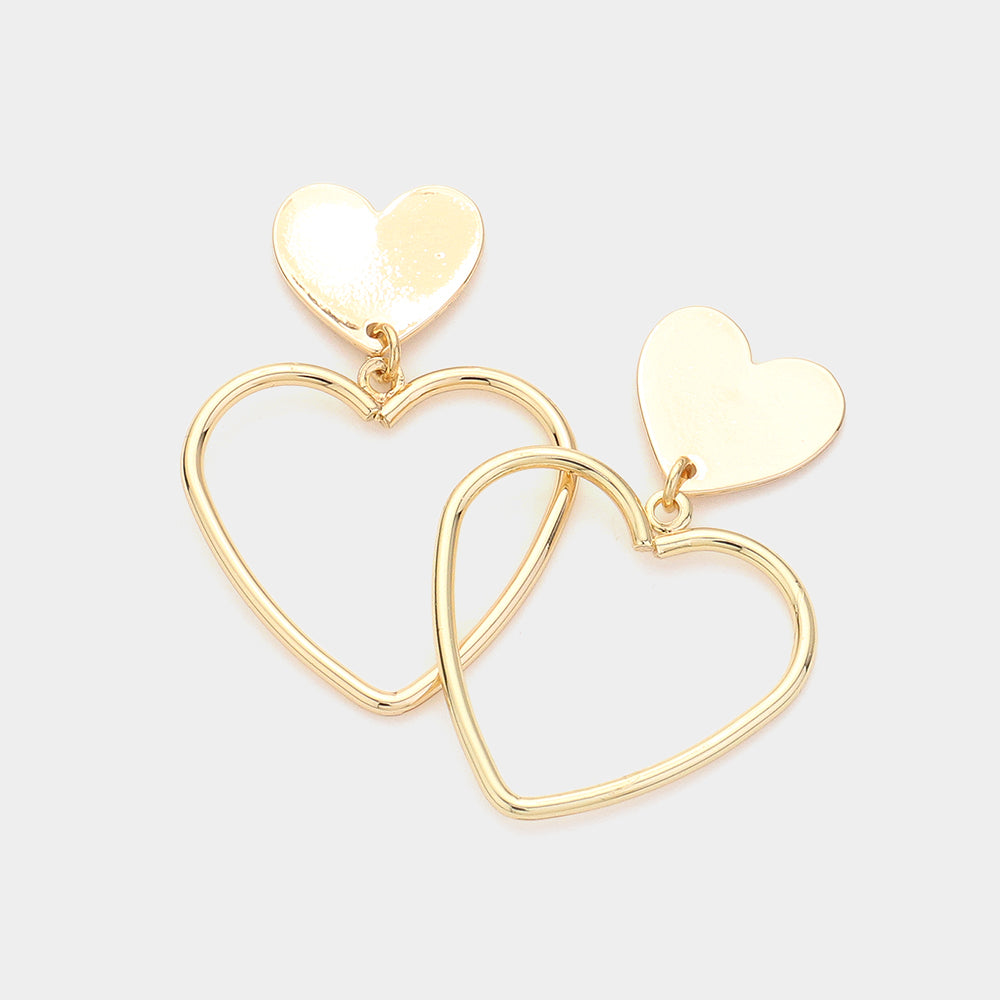 Gold Heart Dangle Earrings