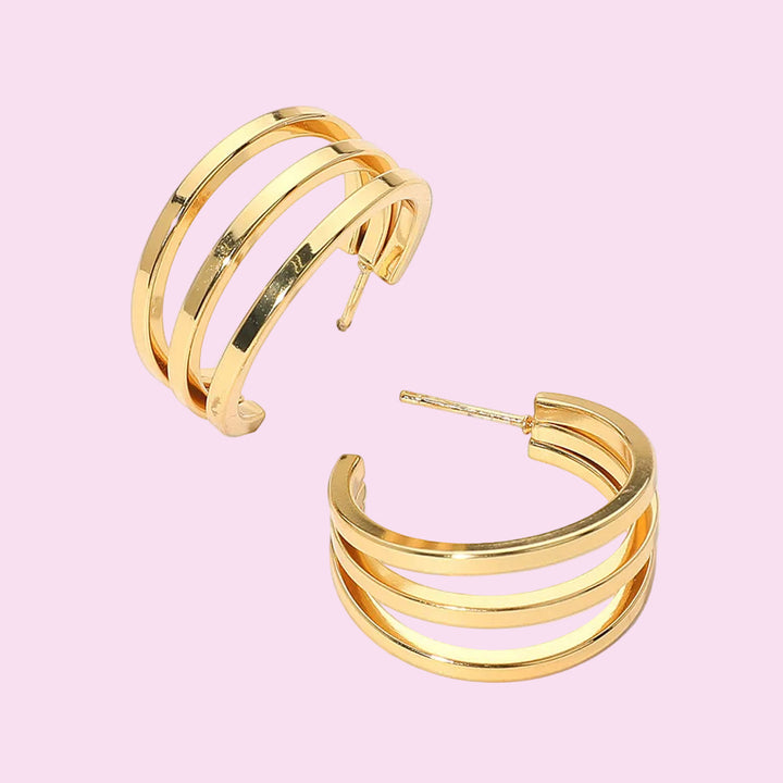 Gold Tri Split Hoops