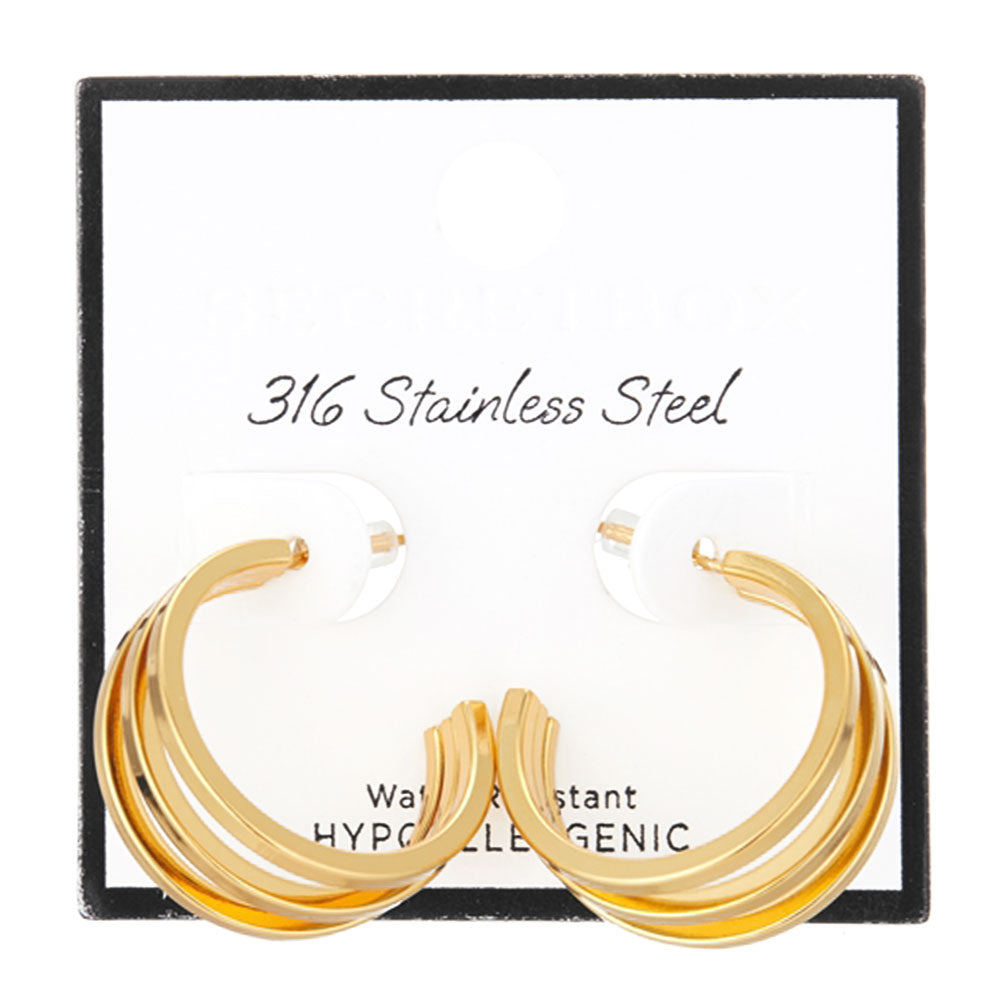 Gold Tri Split Hoops