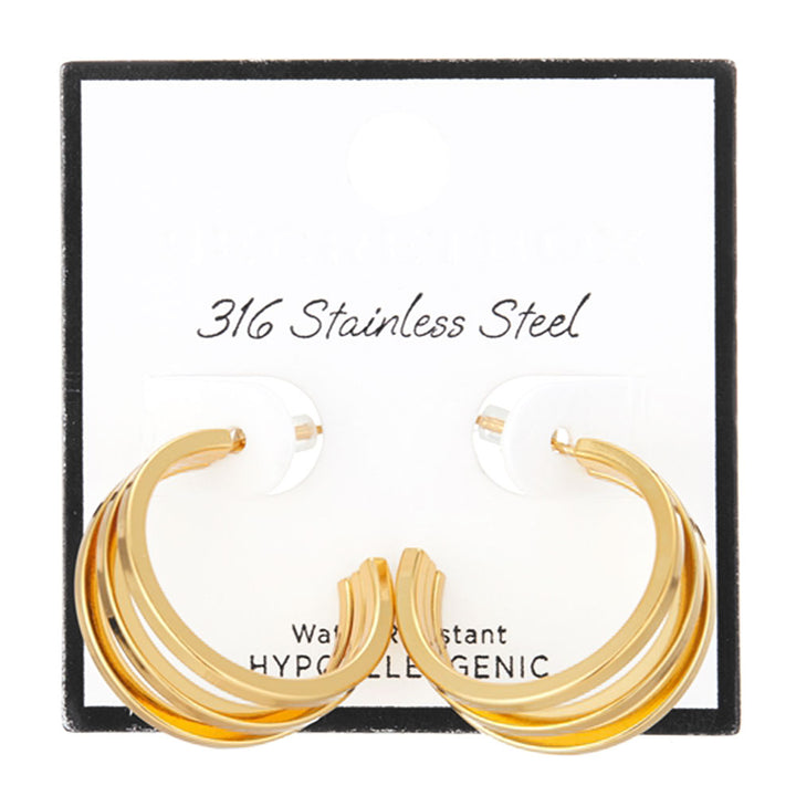 Gold Tri Split Hoops