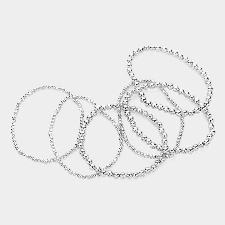 Silver Beaded Stack Bracelet