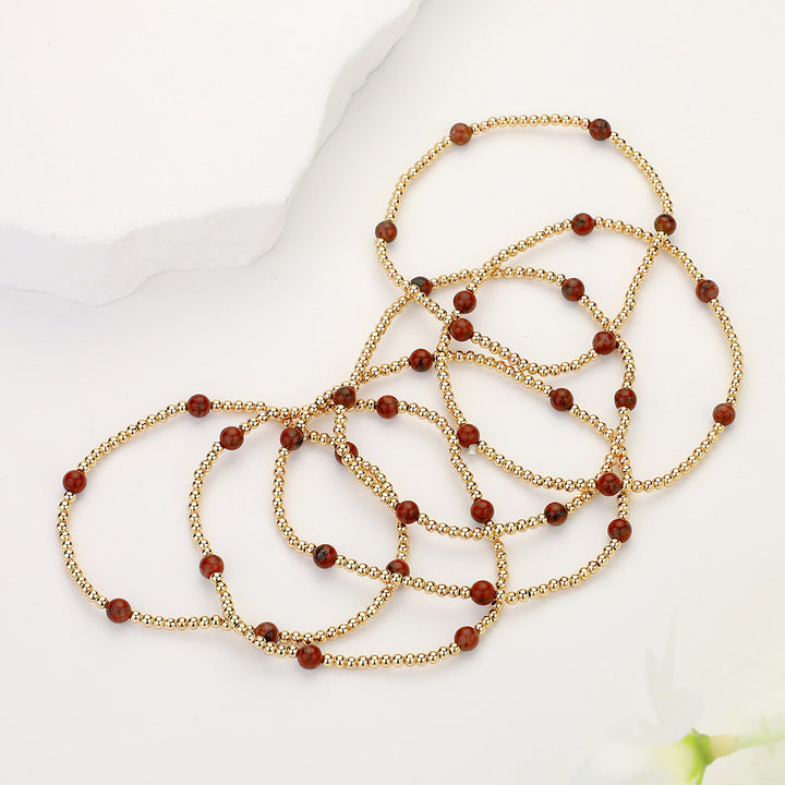 Burgundy Stone Gold Multi Layered Bracelet