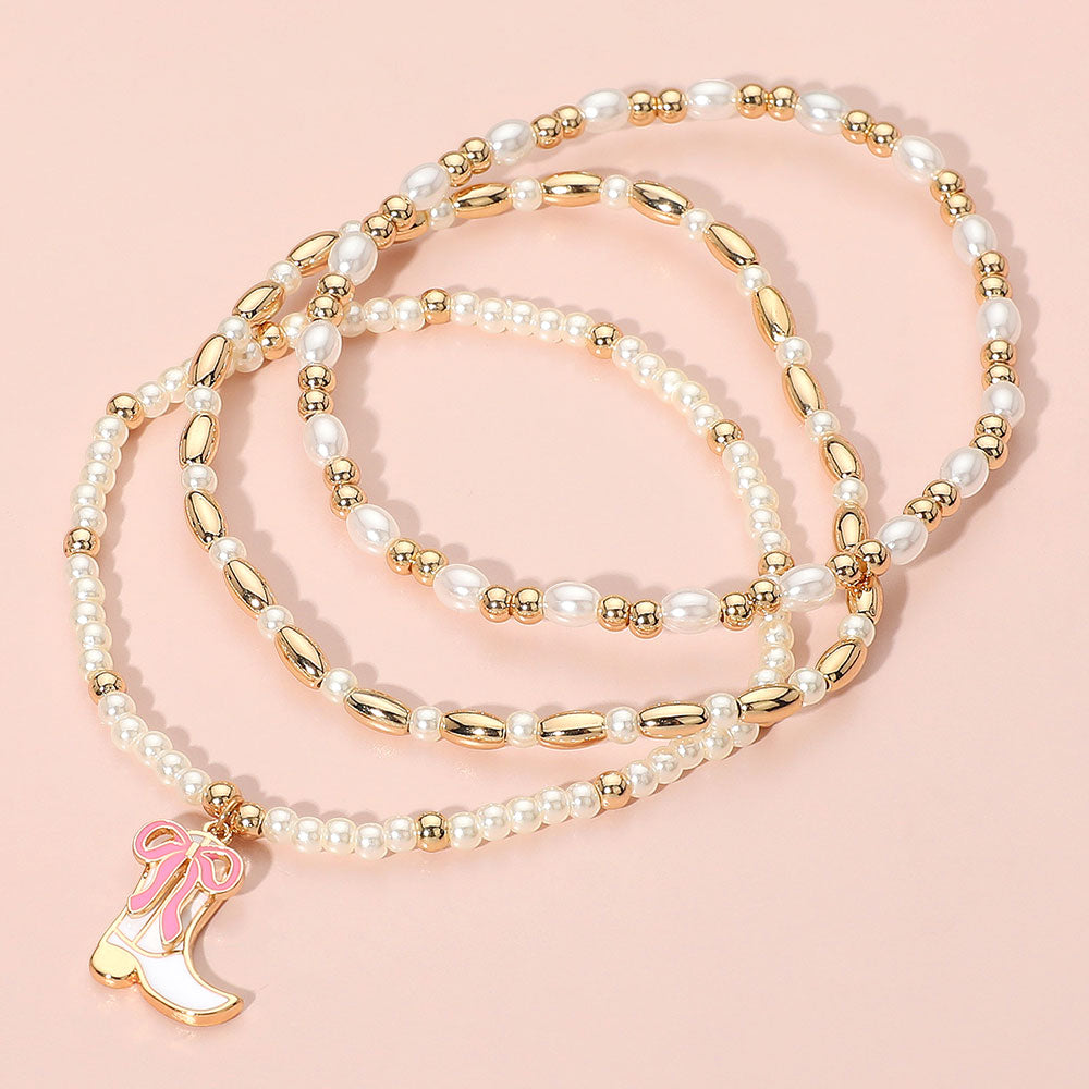 Boots &amp; Pearls Bracelet