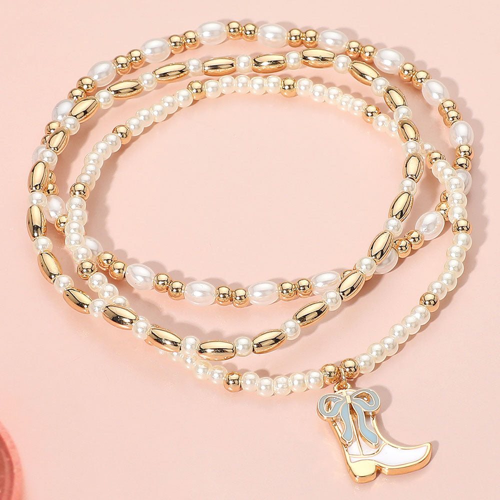 Pearl Boot Layered Bracelet