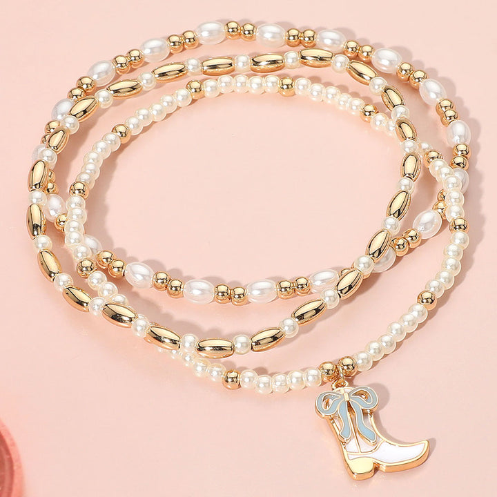 Pearl Boot Layered Bracelet