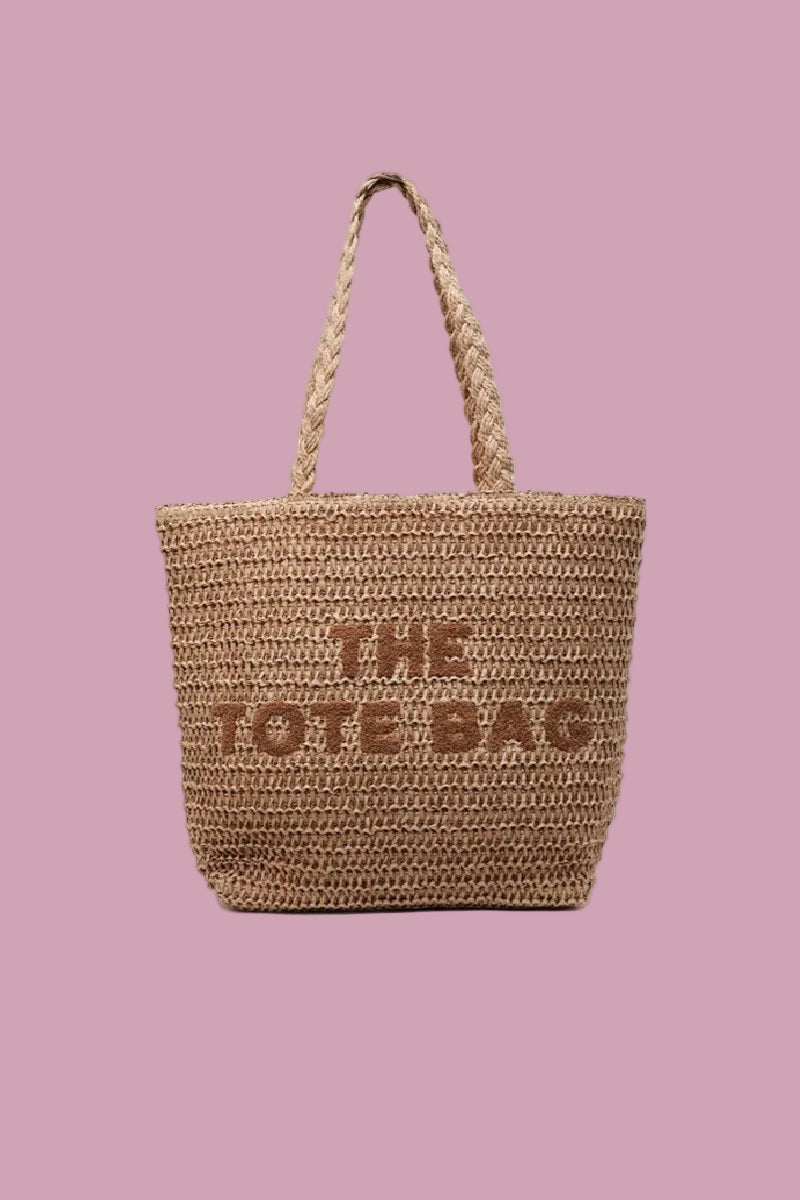 Brown Straw Tote Bag