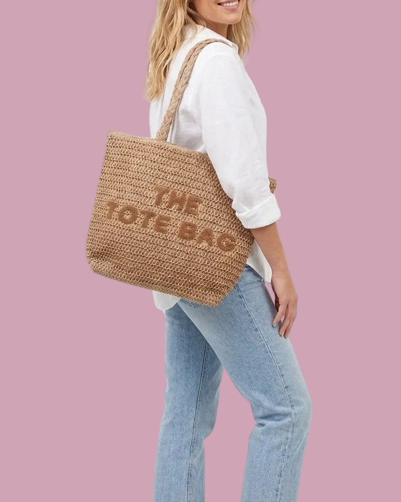 Brown Straw Tote Bag