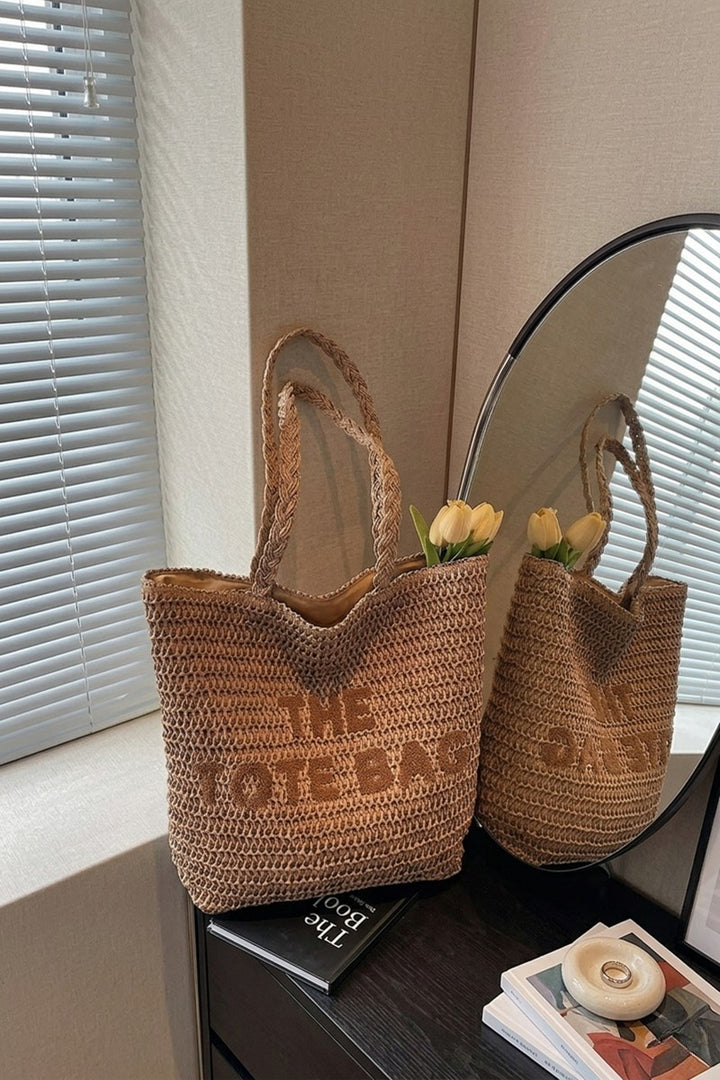 Brown Straw Tote Bag
