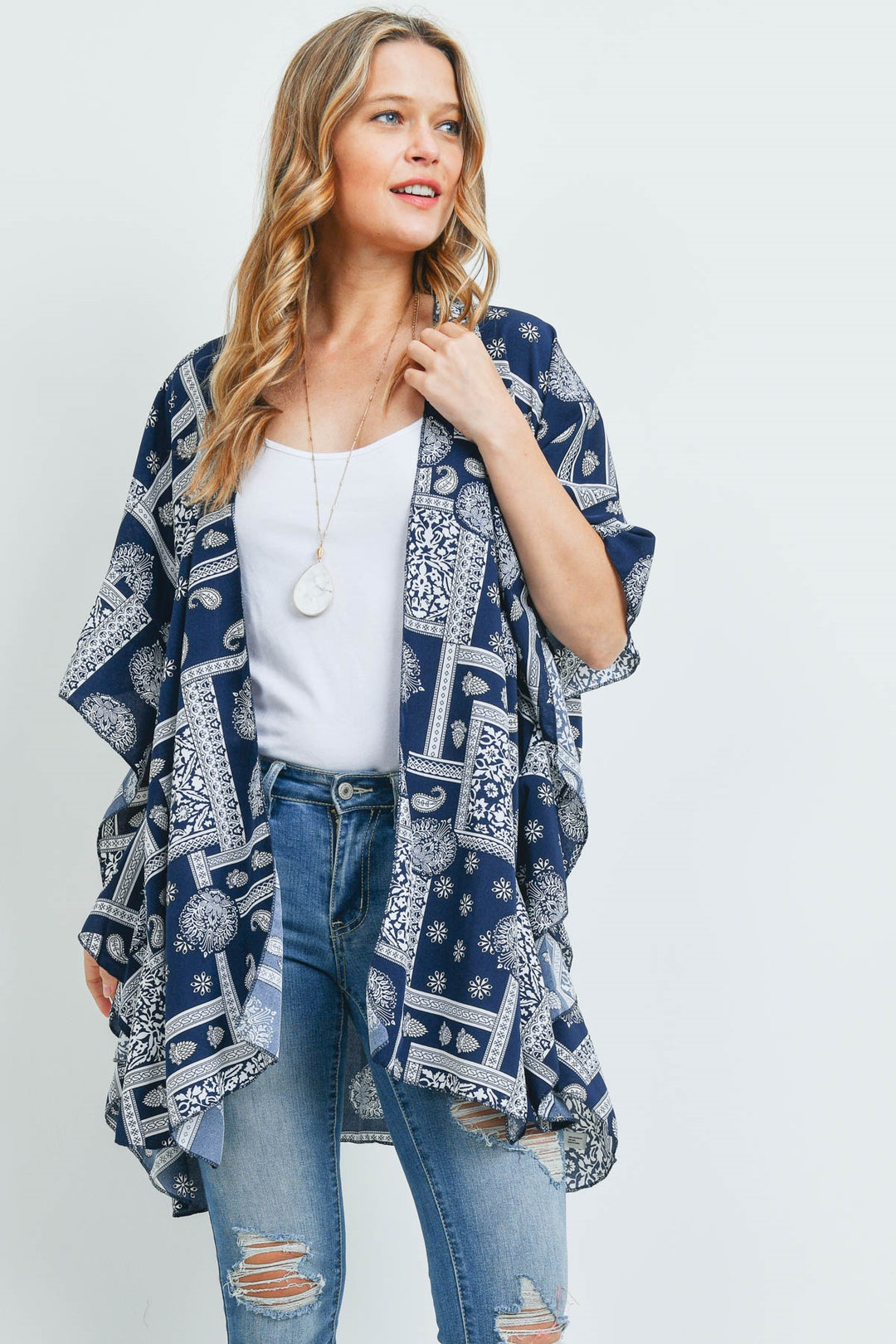 Blue Paisley Kimono