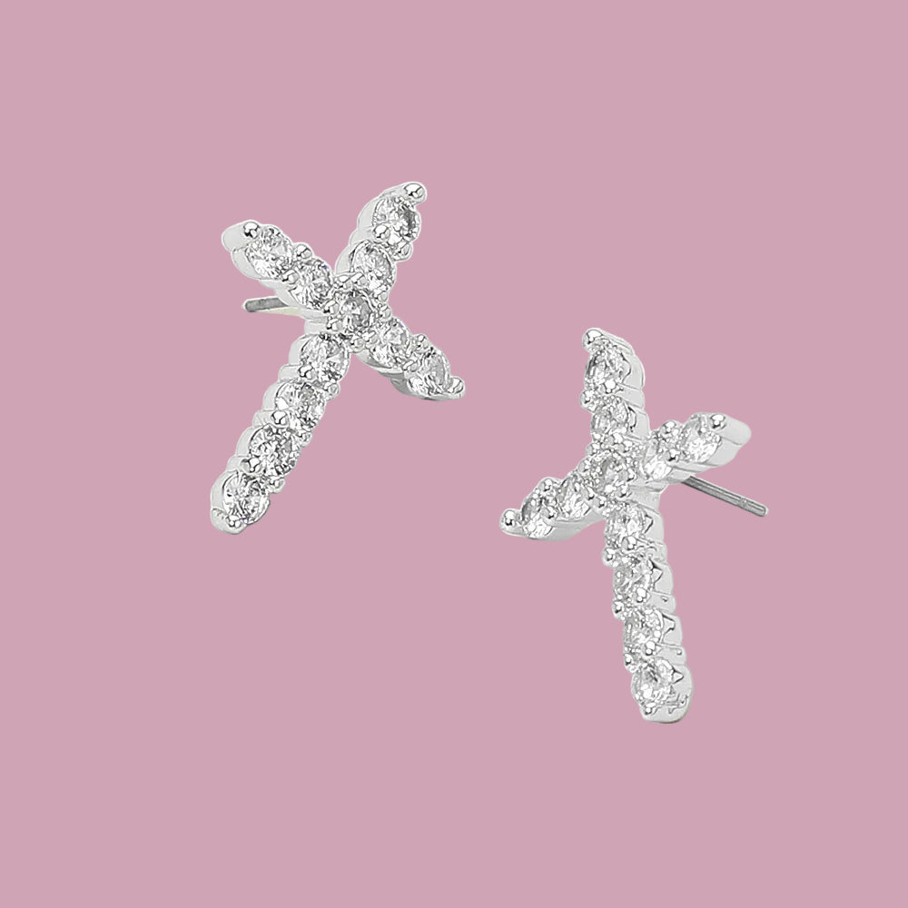 14k Gold Plated Cross Studs
