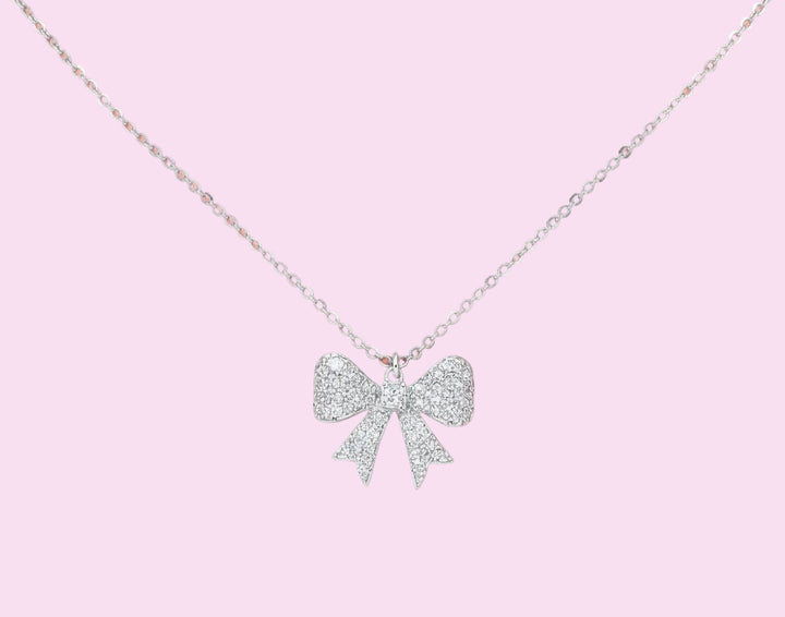 Rhinestone Bow Necklace