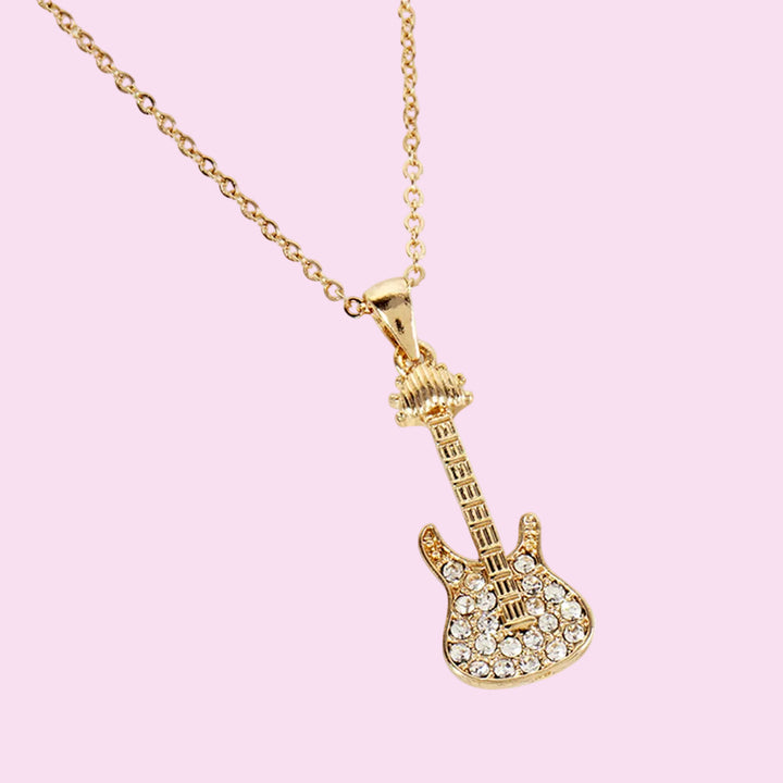 Rhinestone Guitar Necklace
