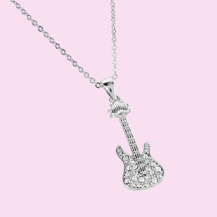 Rhinestone Guitar Necklace