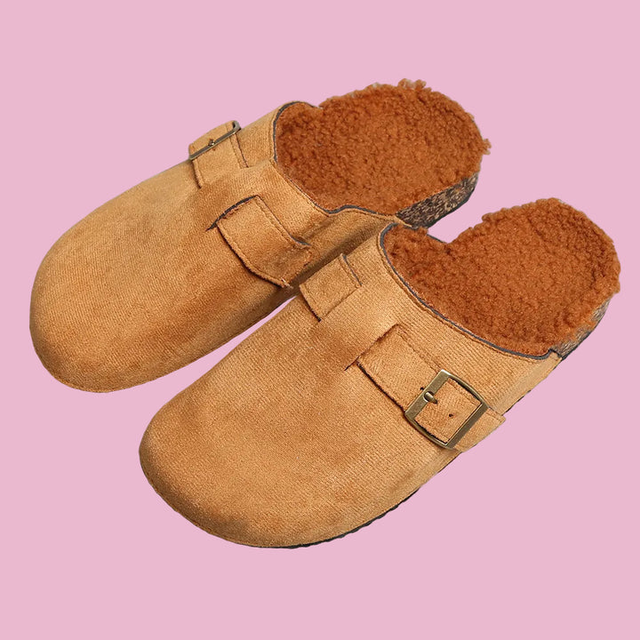 Brown Buckle Clogs