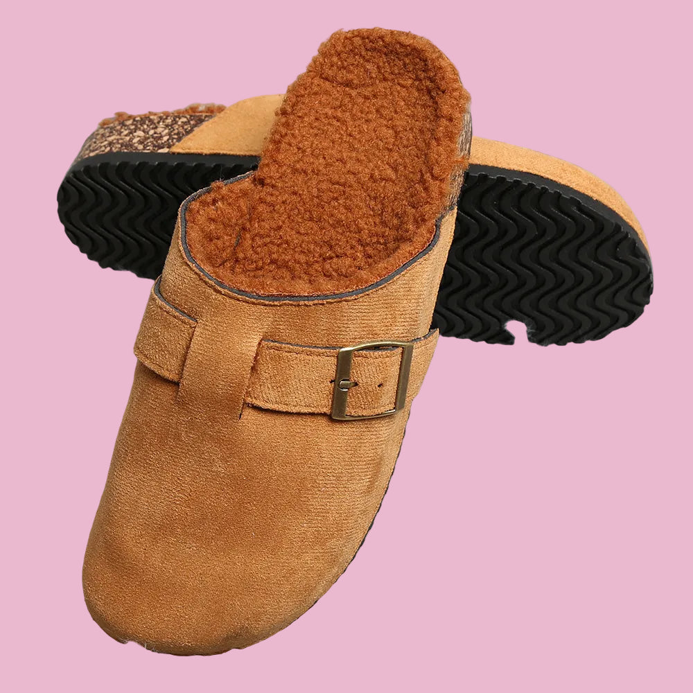 Brown Buckle Clogs