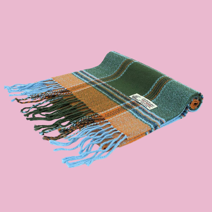 Orange Blue Fringe Scarf