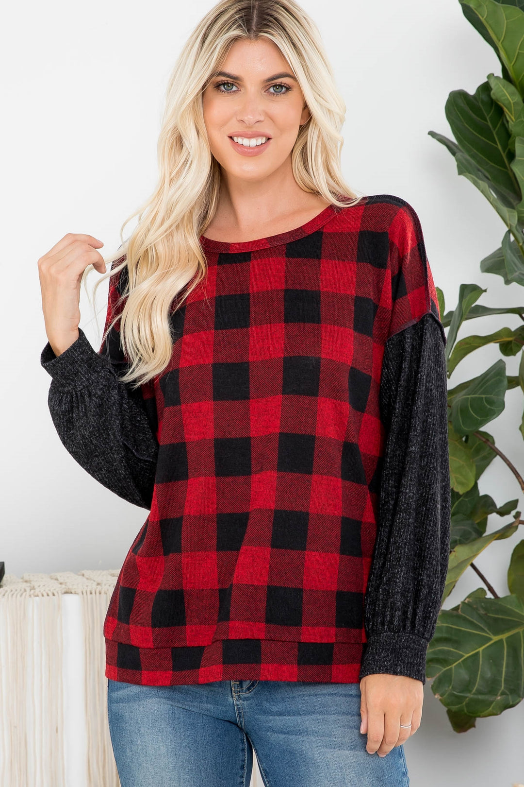 Plaid Black Sleeve Top