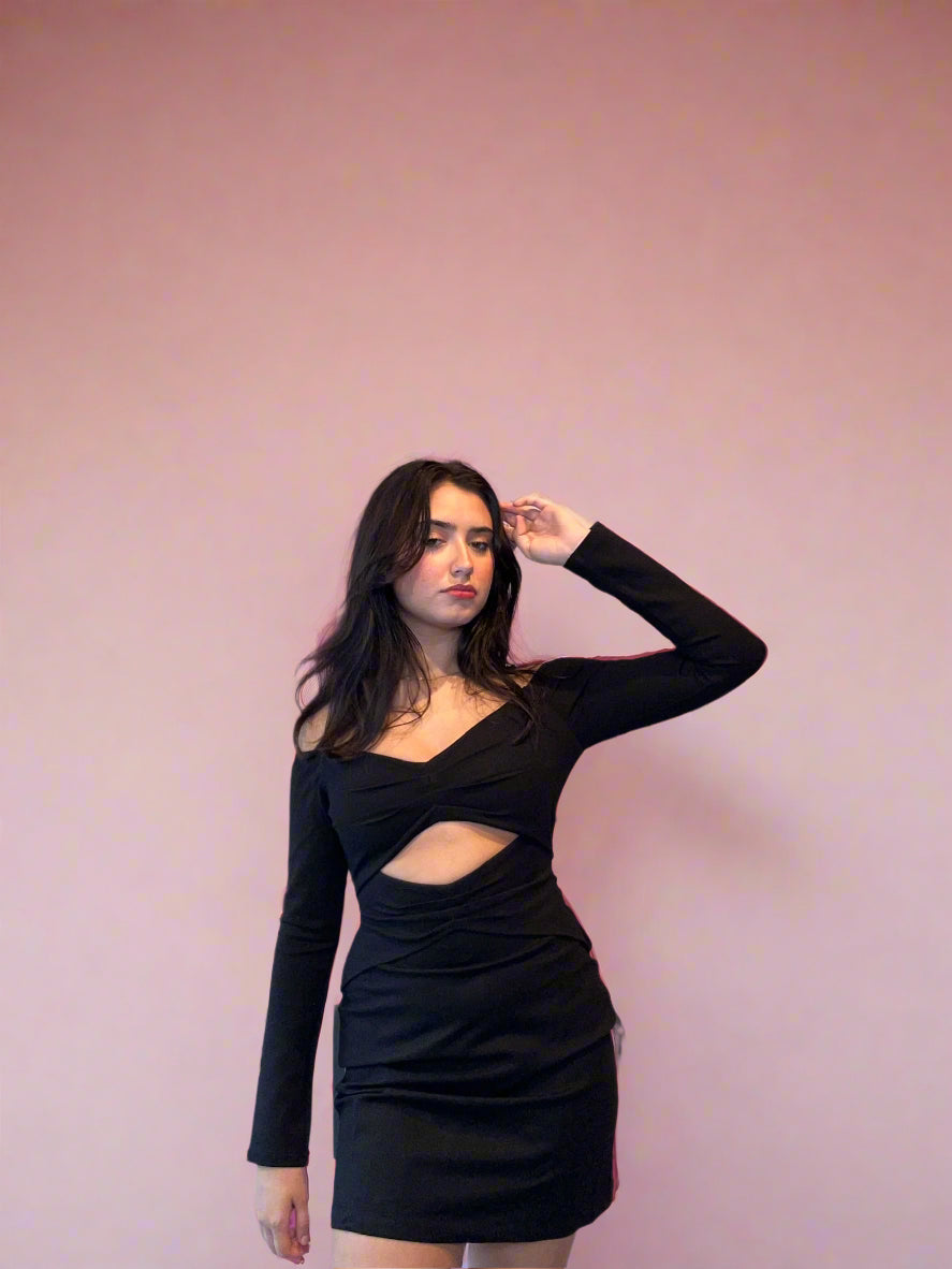 Black Cold Shoulder Peakaboo Dress – The Snooki Shop