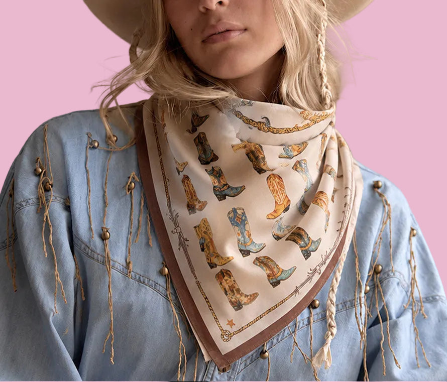 Western Boot Square Scarf