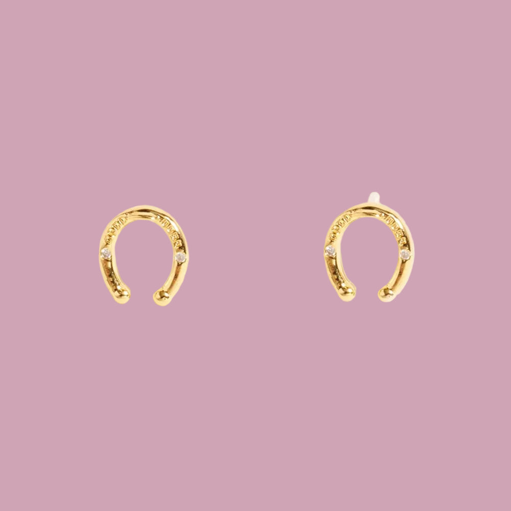 Gold Horseshoe Stud Earrings
