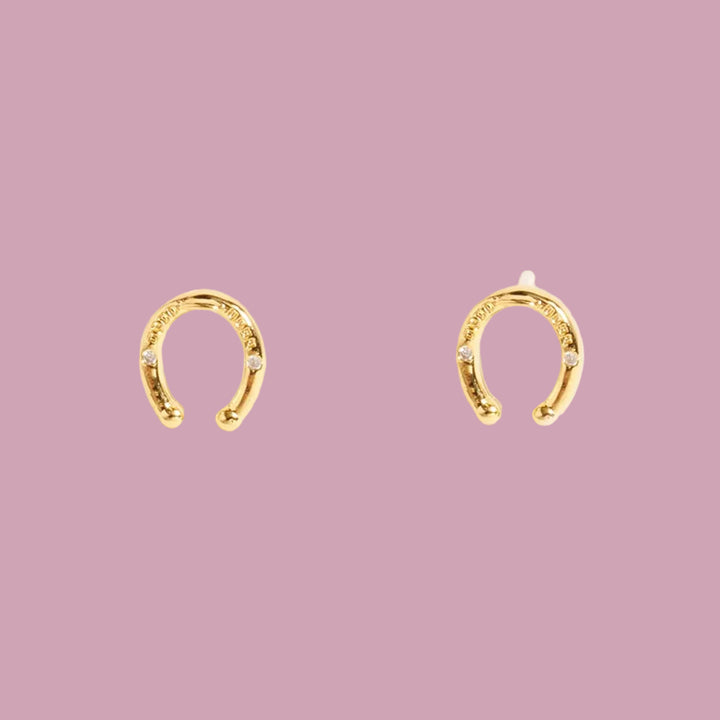 Gold Horseshoe Stud Earrings
