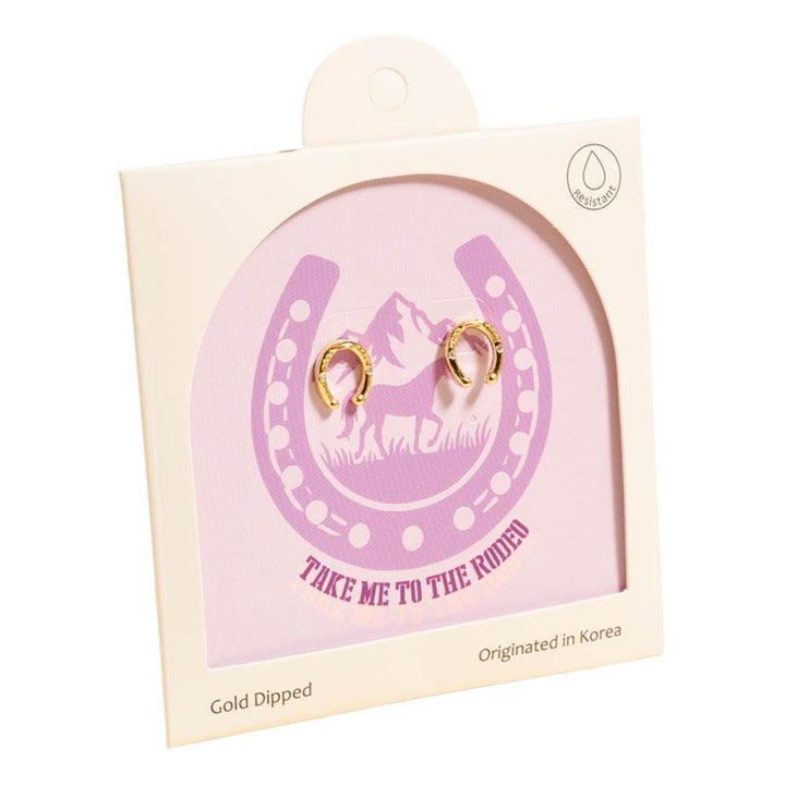 Gold Horseshoe Stud Earrings
