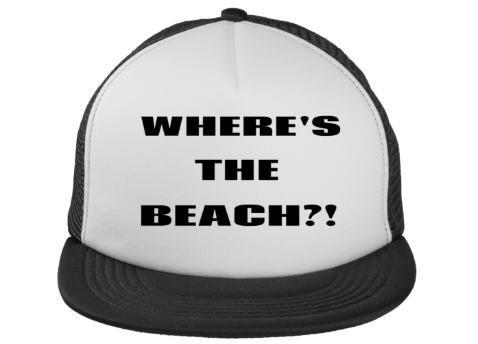 Where's The Beach Black Trucker Hat