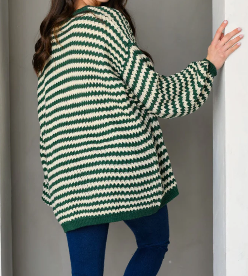 Olive Stripe Oversized Sweater