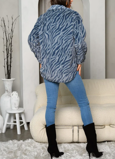 Blue Zebra Fuzzy Jacket