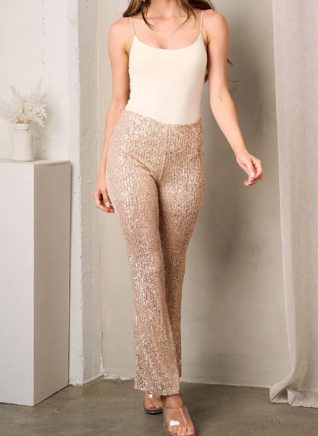 Beige Sequin Pants