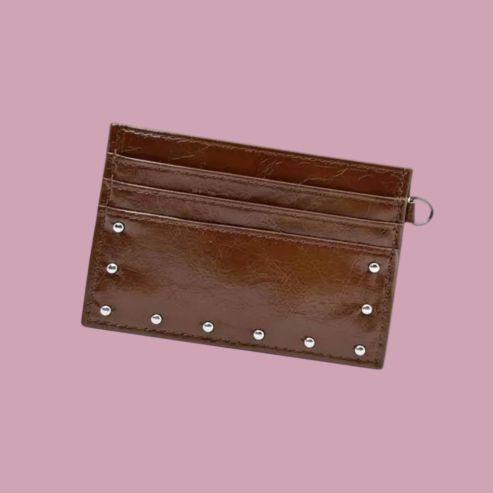 Brown Stud Card Wallet