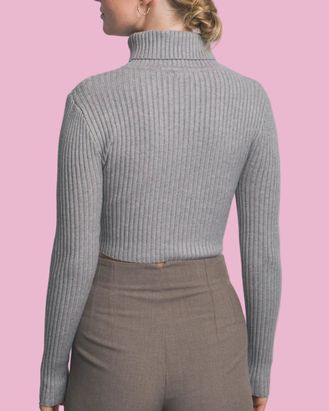 Gray Ribbed Turtleneck