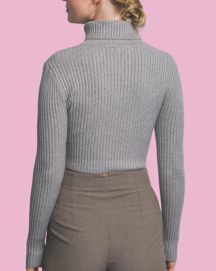 Gray Ribbed Turtleneck