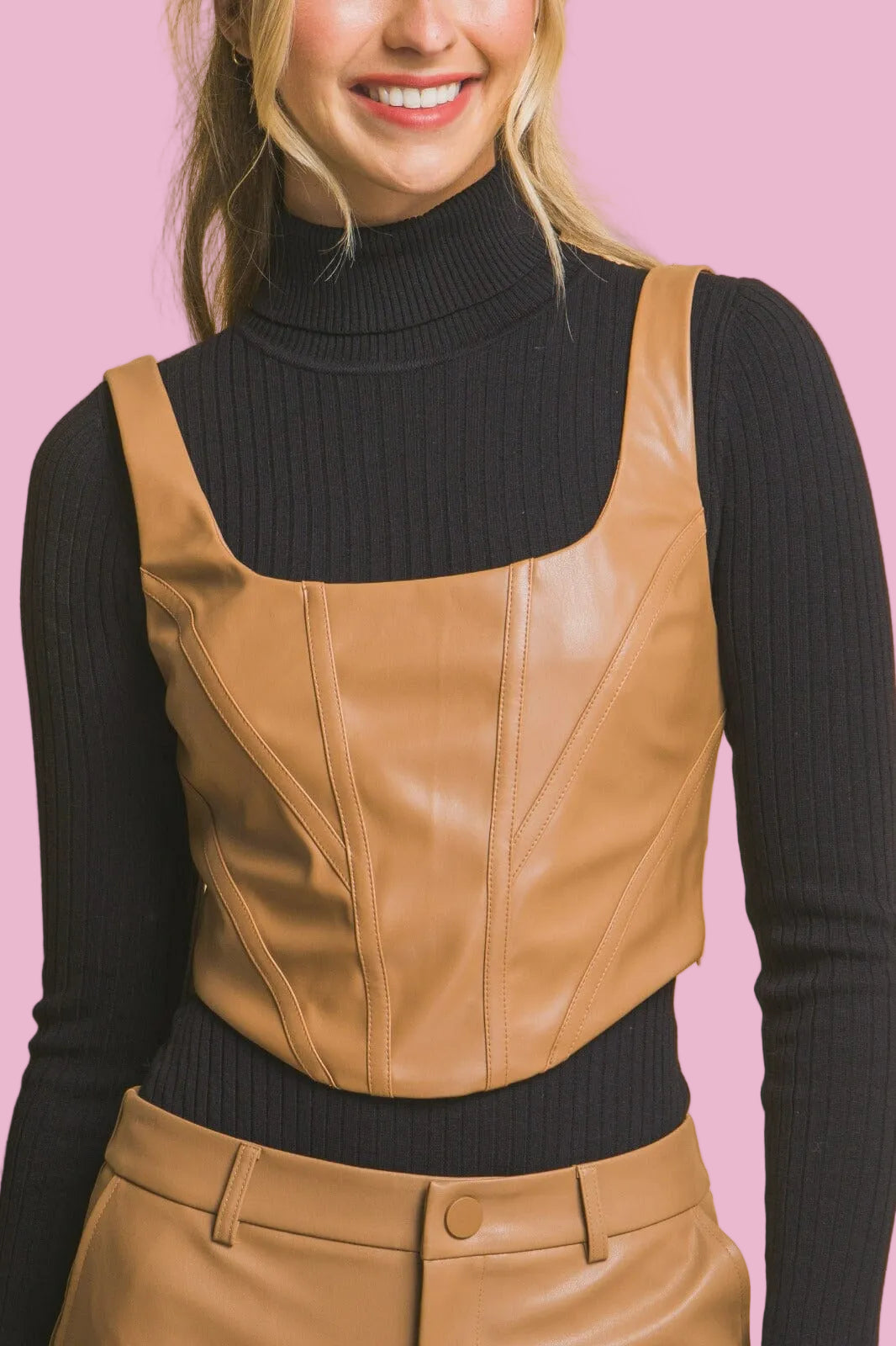Camel Pleather Crop