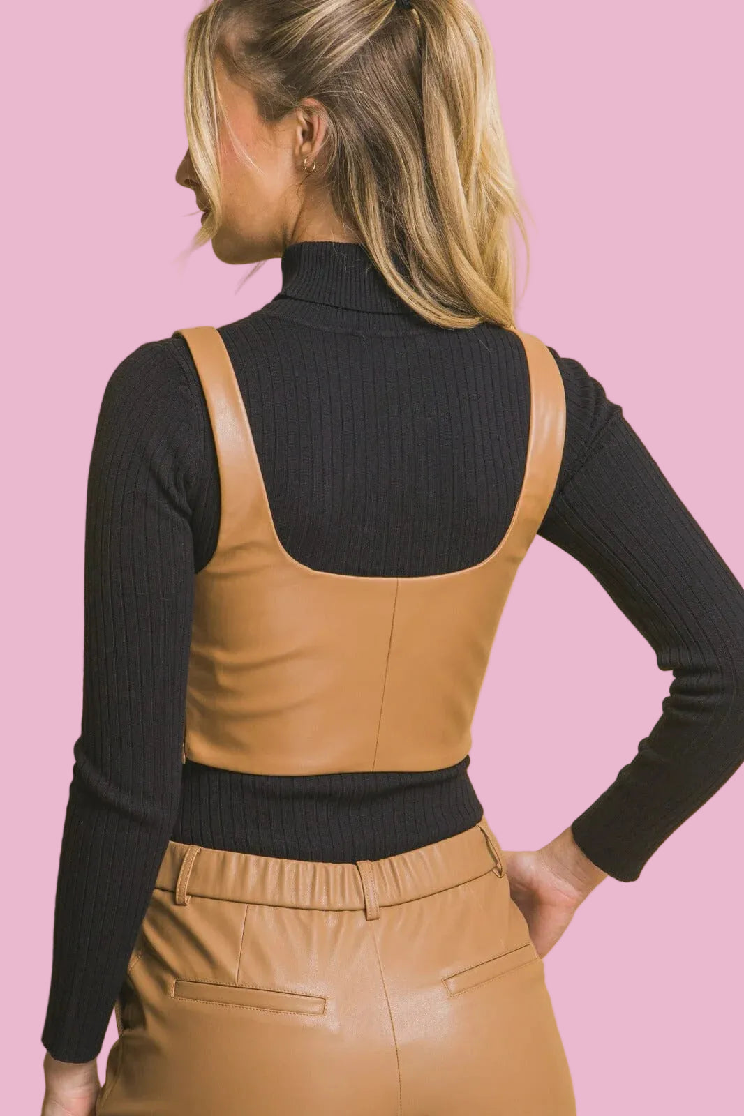 Camel Pleather Crop